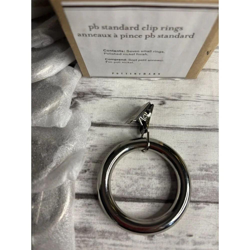 Pottery Barn Curtain Drape Clip Rings SEVEN Small Nickel Finish‎ NEW